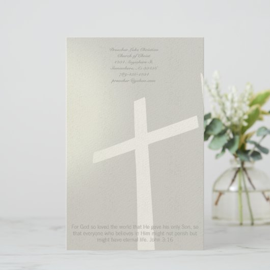 Christelijk Cross Stationery op grijs Briefpapier (Staand voorkant)
