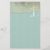 Christelijk Cross Stationery Roos op Aqua Blue Briefpapier (Voorkant)
