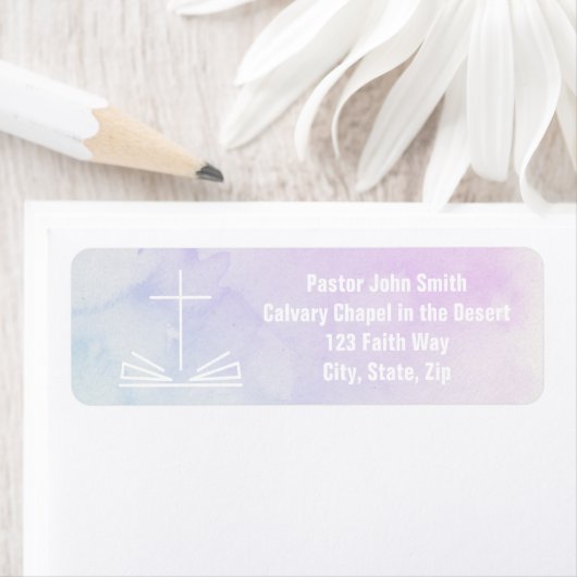 Christelijk cross-Waterverf retouradreslabel Etiket (Insitu)