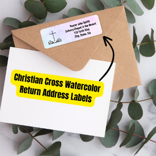 Christelijk cross-Waterverf retouradreslabel Etiket