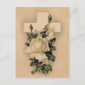 Christelijk Cross White Rose Briefkaart (Voorkant)