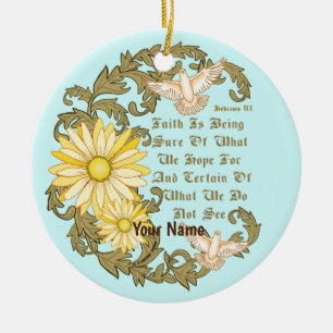 Christelijk Daisy Faith Keramisch Ornament
