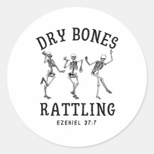 Christelijk Dancing Skelet Dry Bone Rattling Bible Ronde Sticker