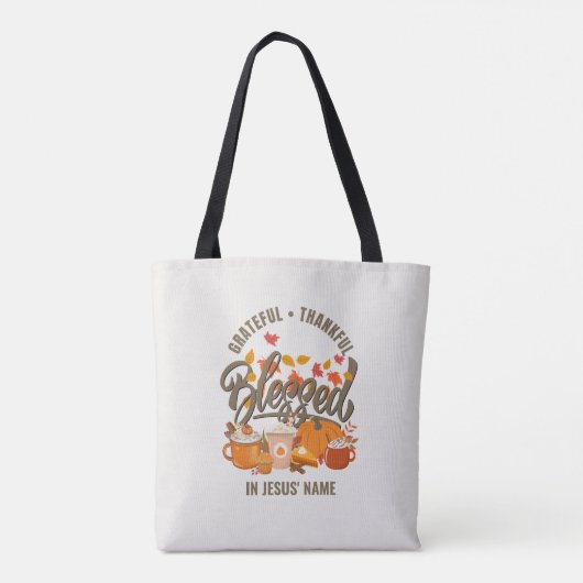 Christelijk DANKBAAR GEZEGEND IN JEZUS' NAAM Tote Bag (Achterkant)
