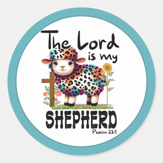 Christelijk De Heer is Mijn Herder Psalmen 23 Ronde Sticker (Voorkant)