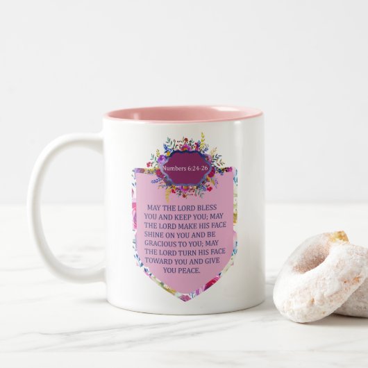 Christelijk de Roze Bijbel Bijbel Tweekleurige Koffiemok (Met donut)