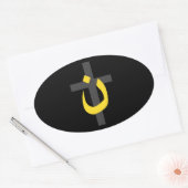 Christelijk decor van het Symbool Solidariteit van Ovale Sticker (Envelop)