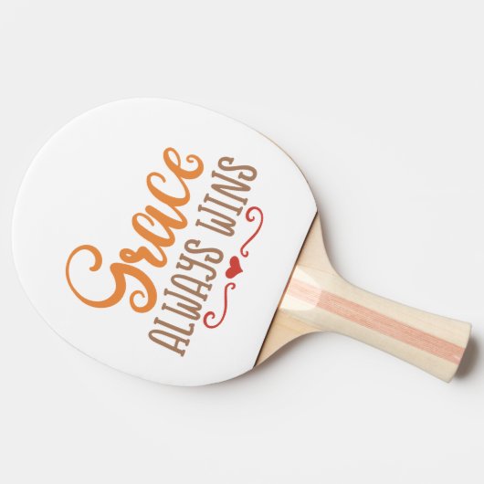 Christelijk design Grace altijd wint Tafeltennisbatje (Zijkant)