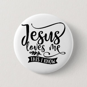 Christelijk design Jezus houdt van me Ronde Button 5,7 Cm