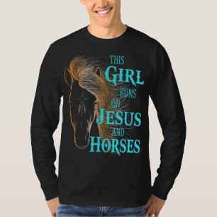 Christelijk DEZE MEISJE RENDT OP JESUS & PAARDEN E T-shirt