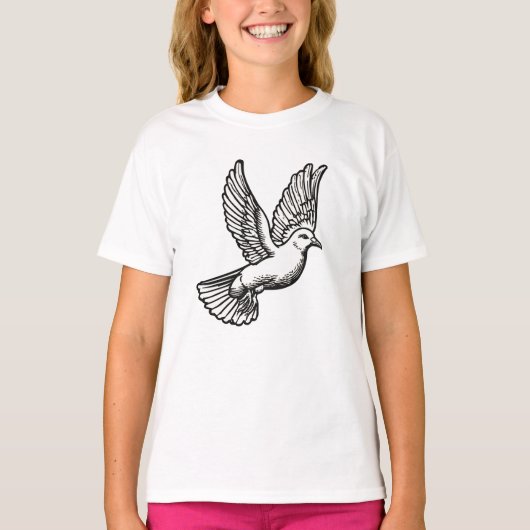 Christelijk Duif Meisjes T-shirt (Voorkant)