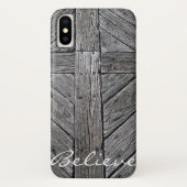 Christelijk dwars door elkaar lopend houtmonogram Case-Mate iPhone case (Achterkant)