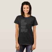 Christelijk Eat Sleep Pray Herhalen T-shirt (Voorkant volledig)