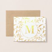 Christelijk Elegant Gold Religious Floral Monogram Folie Kaarten (Voorkant met envelop)