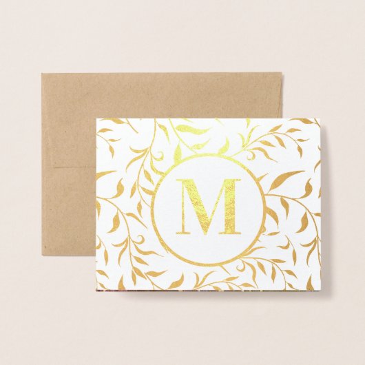 Christelijk Elegant Gold Religious Floral Monogram Folie Kaarten (Voorkant met envelop)