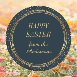 Christelijk Elegant Gold Star Custom Happy Easter Ronde Sticker