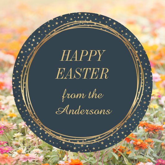 Christelijk Elegant Gold Star Custom Happy Easter Ronde Sticker