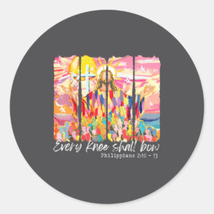 Christelijk Elke Knie Zal Buigen Bijbelvers Pasen Ronde Sticker