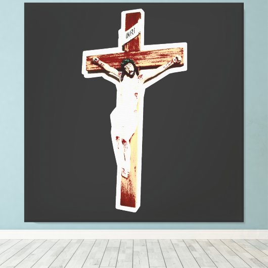Christelijk embleem Christus Canvas Afdruk (Insitu (Houten vloer))