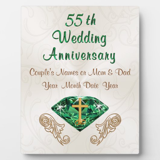 Christelijk Emerald 55 Wedding Jubileum Gift Idea Fotoplaat (Voorkant)