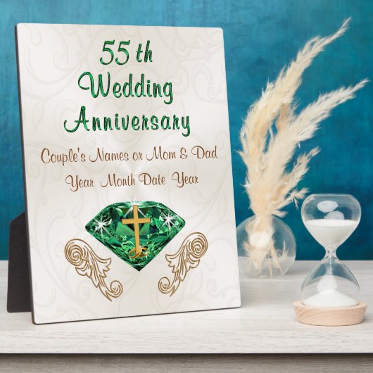 Christelijk Emerald 55 Wedding Jubileum Gift Idea Fotoplaat (Zijkant)