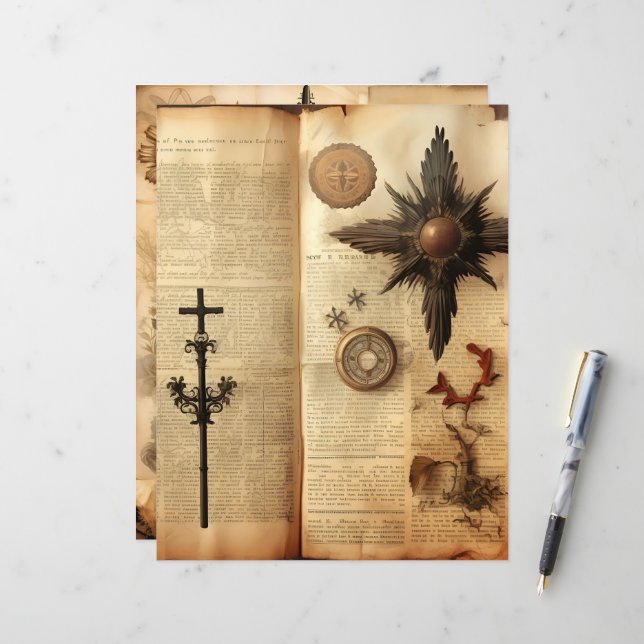  Christelijk Ephemera Scrapbook Papier (Voorkant / Achterkant in situ)