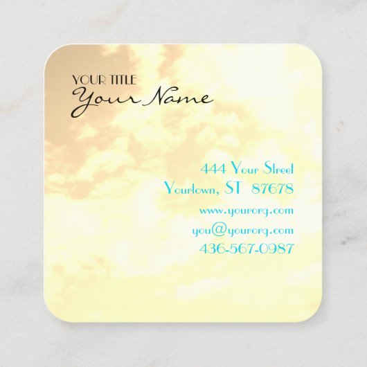 Christelijk etherisch leven, dwars en cloud vierkante visitekaartje (Achterkant)