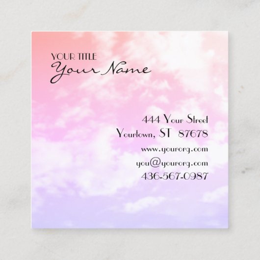 Christelijk etherisch leven, dwars en cloud vierkante visitekaartje (Achterkant)