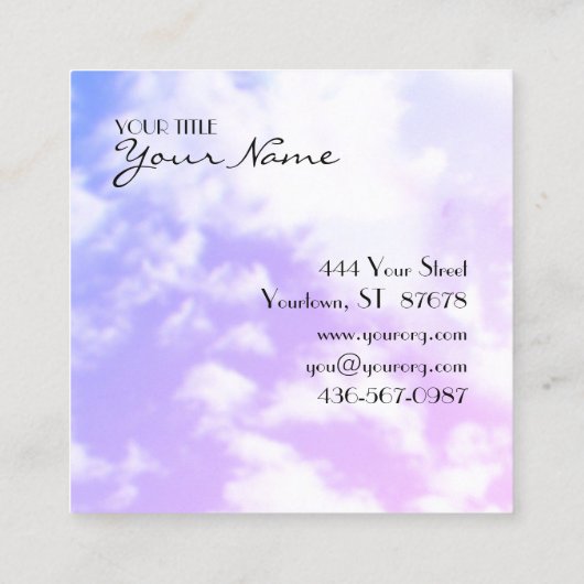 Christelijk etherisch leven, dwars en cloud vierkante visitekaartje (Achterkant)