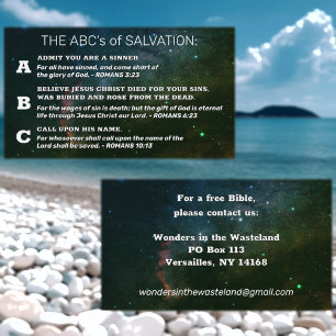 Christelijk Evangelie ABC's Romans Road KJV Bible Visitekaartje