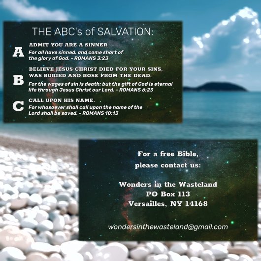 Christelijk Evangelie ABC's Romans Road KJV Bible Visitekaartje