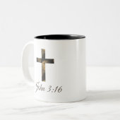 Christelijk evangelkruis tweekleurige koffiemok (Voorkant links)