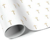 Christelijk evenement Faux Gold Cross Patroon Cadeaupapier (Rol Hoek)