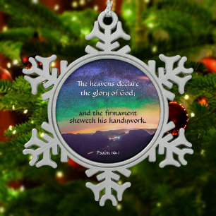 Christelijk Faith Galaxy Psalm Verse Kerst Tin Sneeuwvlok Ornament
