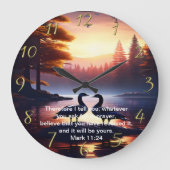 Christelijk Faith kruis met Mark 11:24 Grote Klok (Voorkant)