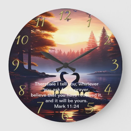 Christelijk Faith kruis met Mark 11:24 Grote Klok (Voorkant)