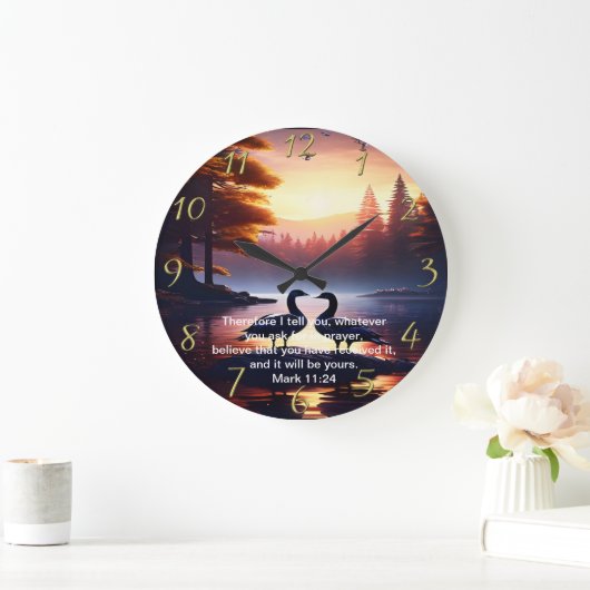 Christelijk Faith kruis met Mark 11:24 Grote Klok (Huis)