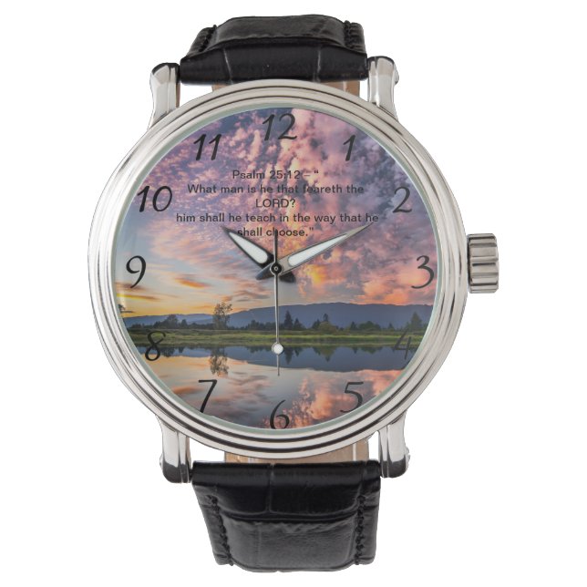 Christelijk Faith kruis met Psalm 25:12 Horloge (Voorkant)