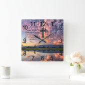 Christelijk Faith kruis met Psalm 25:12 Vierkante Klok (Huis)