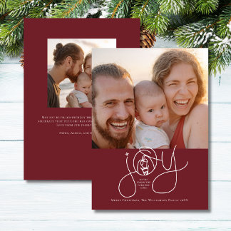 Christelijk Familie Elegante Kerstmis Geboorte Fot Feestdagenkaart