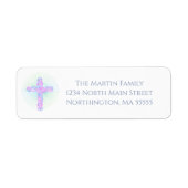 Christelijk Floral Cross Grey Script Retouradres Etiket (Voorkant)