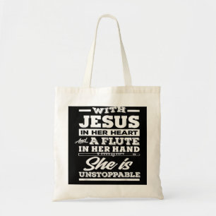 Christelijk flute Player-cadeautje voor vrouwelijk Tote Bag