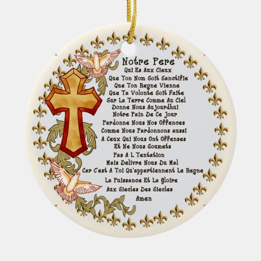 Christelijk Frans Onze Vader gebed Keramisch Ornament (Voorkant)