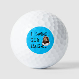 Christelijk Funny I Swing God lacht religieus blau Golfballen