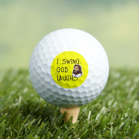 Christelijk Funny I Swing God Laughs Cartoon Yello Golfballen (Insitu Shirt)
