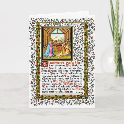 Christelijk gebed met nativiteit feestdagen kaart (Voorkant)
