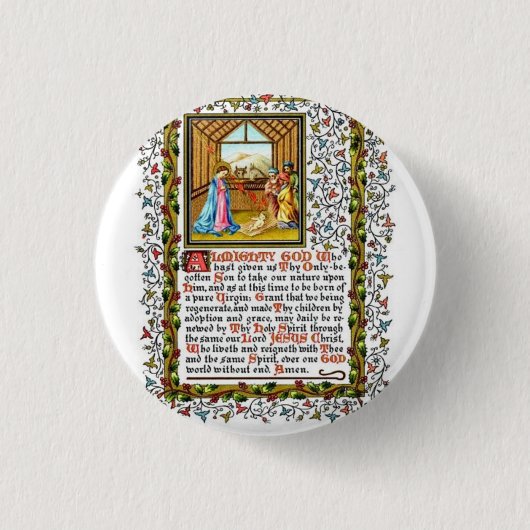 Christelijk gebed met nativiteit ronde button 3,2 cm (Voorkant)