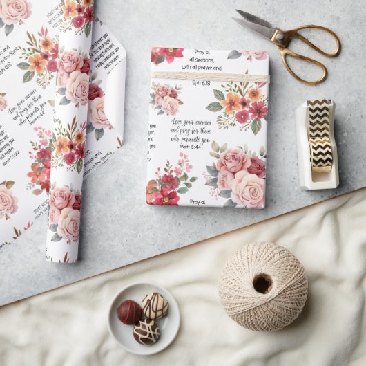 Christelijk GEBED Peach Floral Cadeaupapier (Crafts)