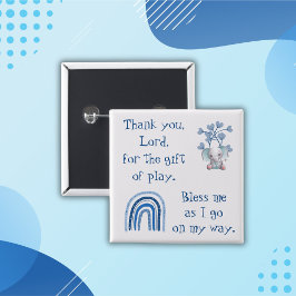 Christelijk Gebed voor kinderen Blauw | Vierkante Button 5,1 Cm