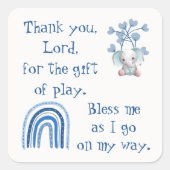 Christelijk Gebed voor kinderen Blauw | Vierkante Sticker (Voorkant)